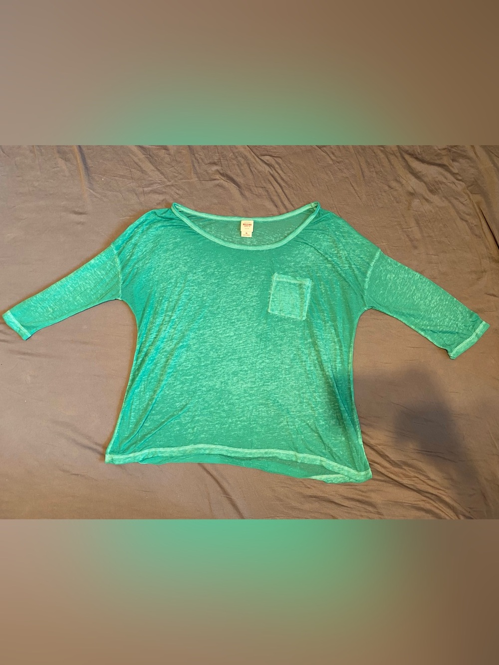 Mossimo Supply Co green sheer 1/2 sleeve t shirt, womens size XL